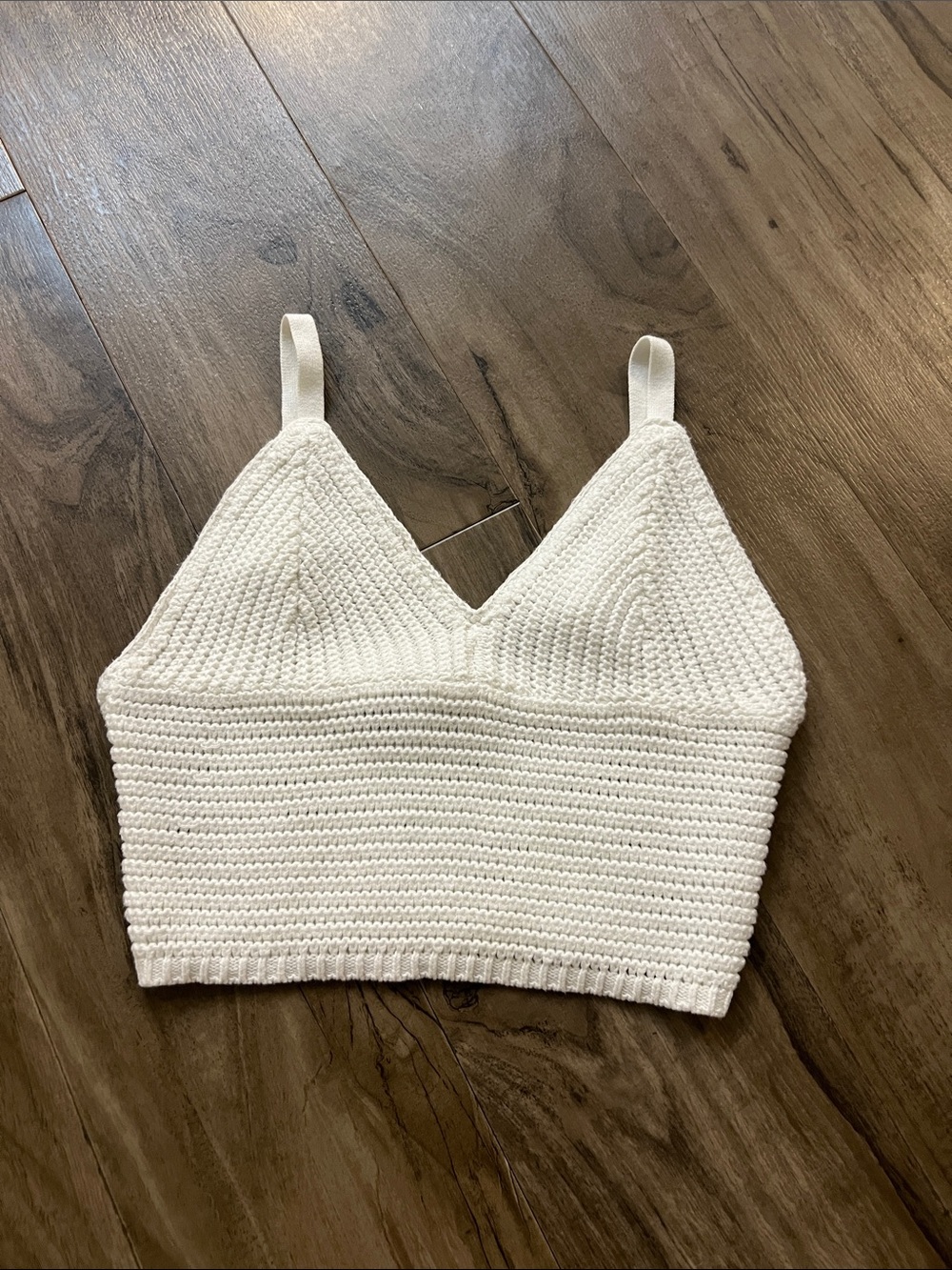 Hollister White Crochet Crop Cami